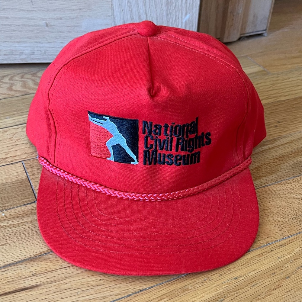 VTG National Civil Rights Museum Rope Hat Snapback Red 80s Stitched Logo Memphis
